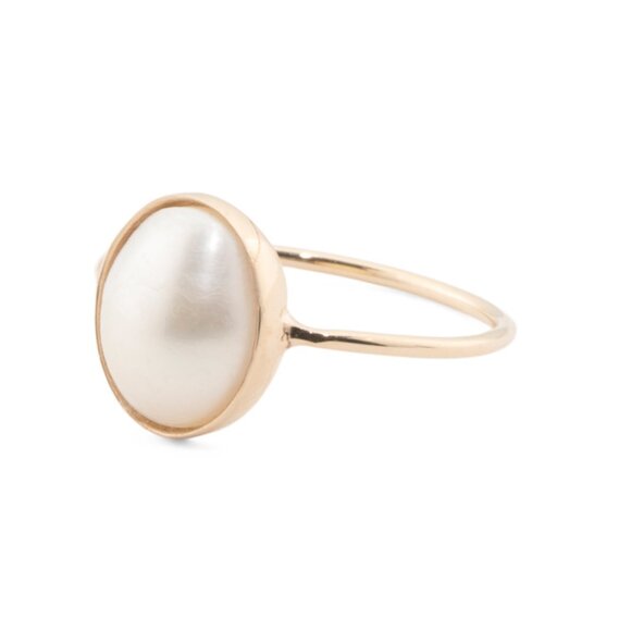 HIRAJULE Gold/Pearl Made In India 14kt Gold Lustrous Pearl Ring - Picture 1 of 2